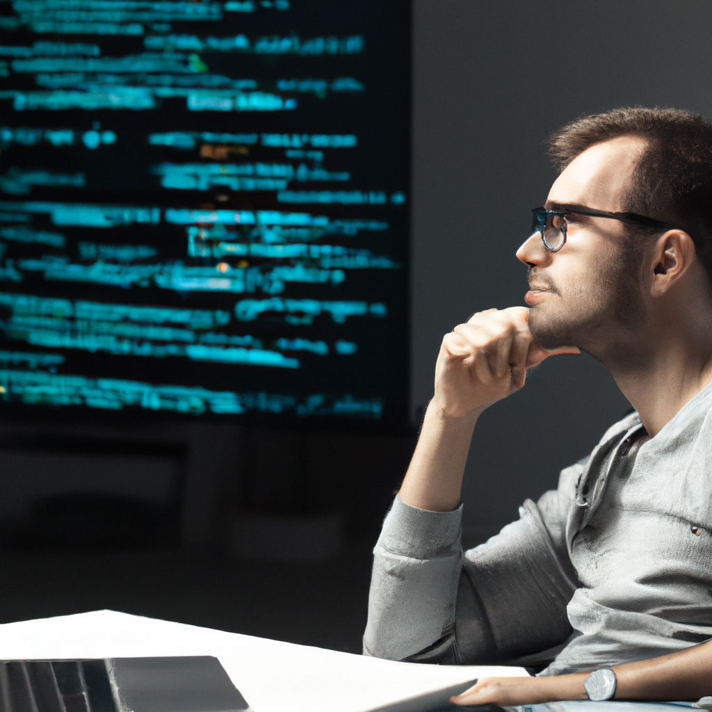 Developer coding AI algorithm